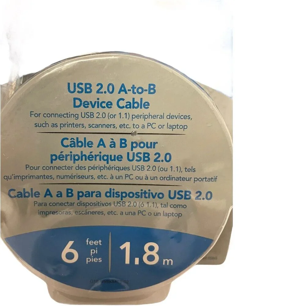 Dynex‎ USB 2.0 A-To-B Device Cable 6 Ft/1.8 Meters For Printers & Scanners